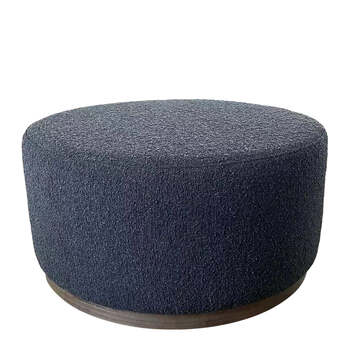 J.Elliot Home Senora Round 80x41cm Ottoman Stool  - Charcoal