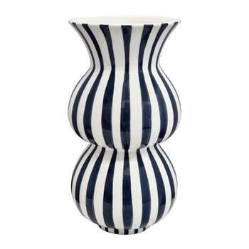 J.Elliot Home Arthur Stripe Flower Vase 15x15x28cm Navy