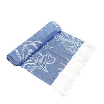 J.Elliot Home Coral Turkish Towel 90x180cm Dusty Blue & White