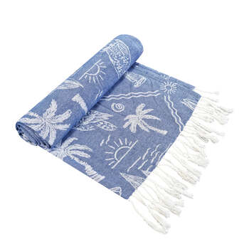 J.Elliot Home Aussie Turkish Towel 90x180cm Dusty Blue & White
