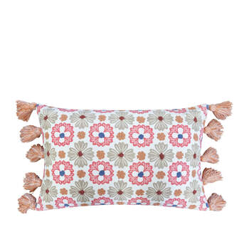 J.Elliot Home Zoe Cushion 35x55cm Bubblegum & White Multicolour