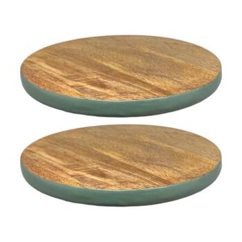 2PK J.Elliot Home Corinne Wooden Trivet 20x20x1.5cm Green & Natural