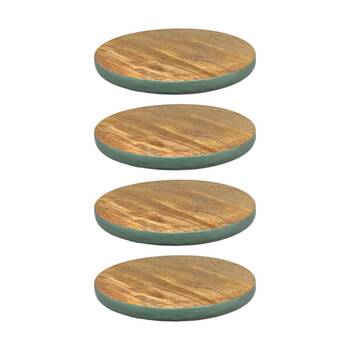 4PK J.Elliot Home Corinne Wooden Trivet 20x20x1.5cm Green & Natural