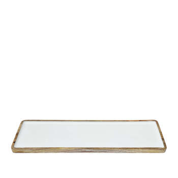 J.Elliot Home Corinne Rectangle Tray Large 60x18x1cm White & Natural