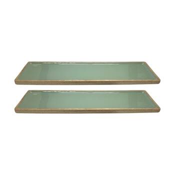 2PK J.Elliot Home Corinne Rectangle Large Serving Tray 60x18x2.5cm Green & Natural