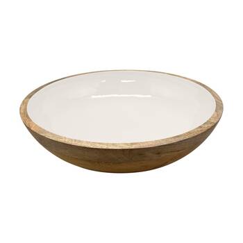 J.Elliot Home Corinne Mango Wood Salad Bowl 40x40x10cm White & Natural