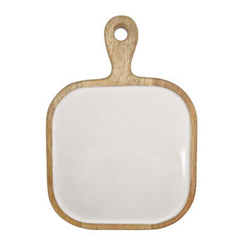 J.Elliot Home Corinne Square Tray with Handle 26x26x1cm White & Natural