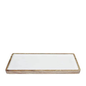 J.Elliot Home Corinne Rectangle Tray Small 40x18x1cm White & Natural