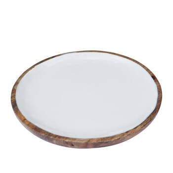 J.Elliot Home Corinne Round Serving Tray Small 26x26x2cm White & Natural