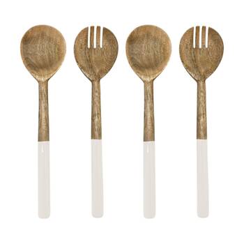 2x 2pc J.Elliot Home Corinne Salad Servers Pair Set 30x7x3cm White & Natural