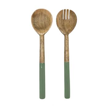 2pc J.Elliot Home Corinne Salad Servers Pair Set 30x7x3cm Green & Natural