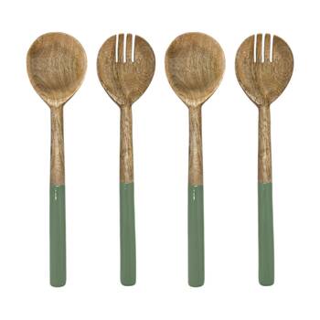 2x 2pc J.Elliot Home Corinne Salad Servers Pair Set 30x7x3cm Green & Natural