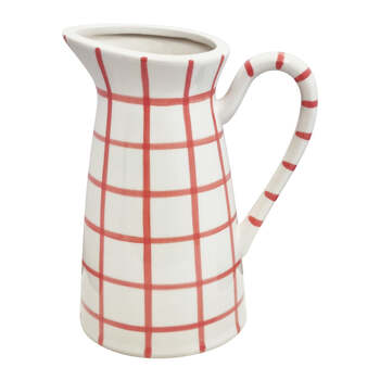 J.Elliot Home Fenton Check Pitcher Vase 17.5x12.5x21.5cm Bubblegum