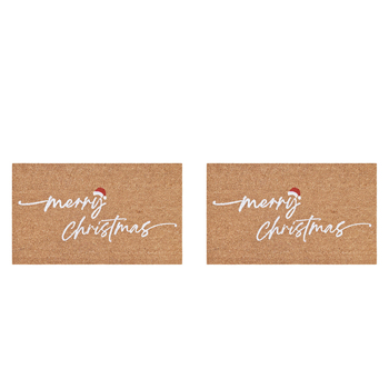 2PK J.Elliot Home PVC Backed Coir Mat 45x75cm Merry Christmas