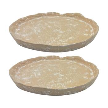 2PK J.Elliot Home Mara Round Small Aluminium Plate 21x20x2cm Whitewash