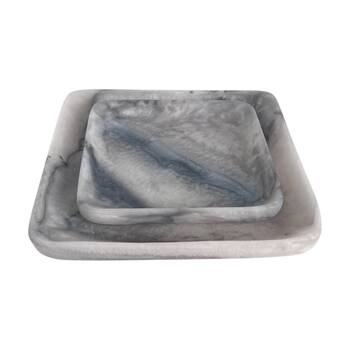 2pc J.Elliot Home Orion Square Serving Trays Set 20x20x2.5cm Grey Stone Matt