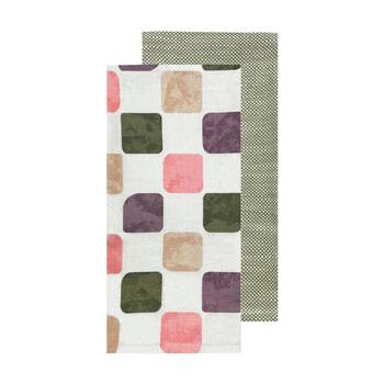 2pc J.Elliot Home Joya Tea Towels 50x70x0.2cm Pink Cream Multi