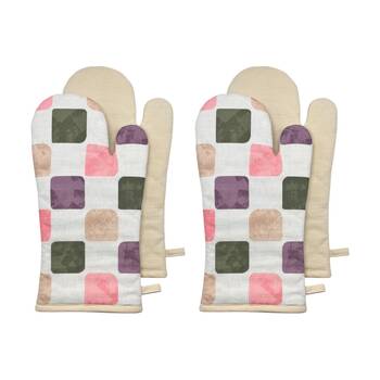 2x 2pc J.Elliot Home Joya Oven Mitt Kitchen Accessory 19x35x2cm Beige