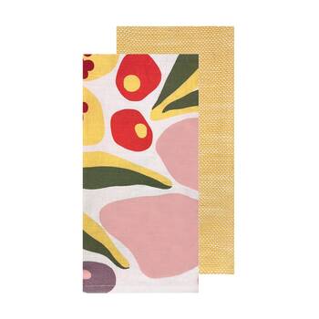 2pc J.Elliot Home Charmie Kitchen Tea Towels 50x70x0.2cm Floral Yellow Multi