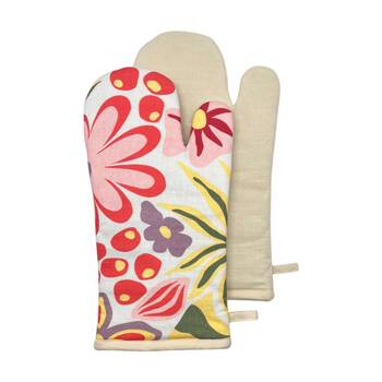 2pc J.Elliot Home Charmie Oven Mitt Kitchen Accessory 19x35x2cm Yellow Floral