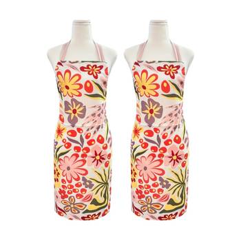 2PK J.Elliot Home Charmie Floral Kitchen Apron 83x68x0.2cm Pink Multi