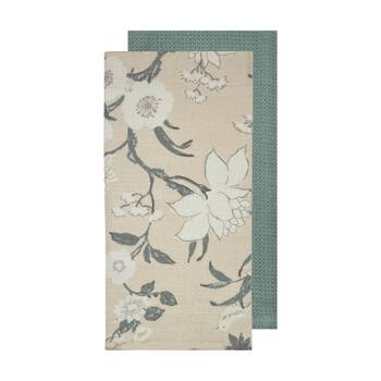 2pc J.Elliot Home Nordhem Tea Towels 50x70x0.2cm Warm Beige Floral Multi