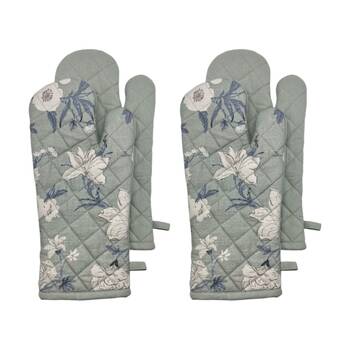 2x 2pc J.Elliot Home Nordhem Oven Mitts Set 19x35x0.2cm Blue/Grey Floral
