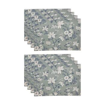 2x 4pc J.Elliot Home Nordhem Table Placemats Set 33x48x0.2cm Blue/Grey Floral