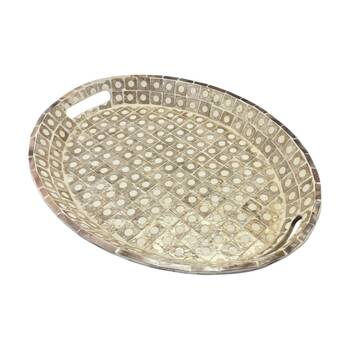J.Elliot Home Elodie Pearl Oval Serving Tray w/ Handles 40x30x4.5cm Natural