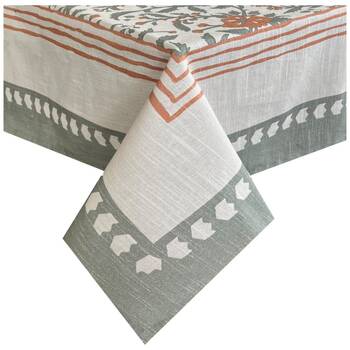 J.Elliot Home 100% Cotton Basra Printed Tablecloth 150x270x0.5cm Muted Sage