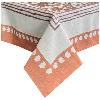 J.Elliot Home 100% Cotton Basra Printed Tablecloth 150x270x0.5cm Ochre