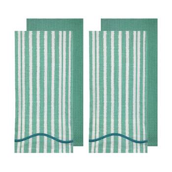 2x 2pc J.Elliot Home Radiant Weave Kitchen Tea Towels 50x70x2cm Aqua