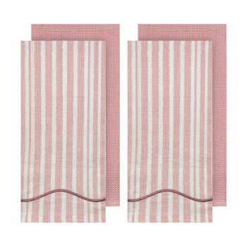2x 2pc J.Elliot Home Radiant Weave Kitchen Tea Towels 50x70x2cm Pink
