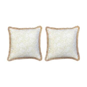 2PK J.Elliot Home Grace Outdoor Cushion Pillow Decor 50x50x12cm Taupe & Olive