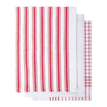 J. Elliot Gardenia 3 Pack Tea Towels 50x70cm Red