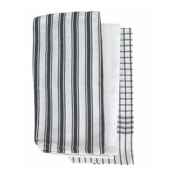 3PK J. Elliot Gardenia Tea Towels 50x70cm Charcoal