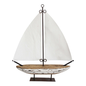 LVD Timber Metal 47cm Sail Boat Home Tabletop Ornament Decor