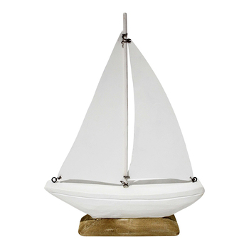 LVD Timber Wood Metal Drift Sail Boat Home Decor Small - White