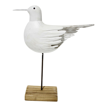 LVD Timber Wood 28cm Sea Bird w/ Stand Decorative Figurine - White