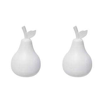 2PK LVD Wood Drift Pear Fruit Figurine Decor 11x20cm - White
