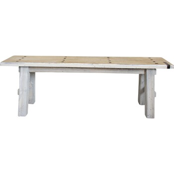 LVD Salvaged Timber Metal 113x38cm Bench Seat Furniture Rect - Natural/White