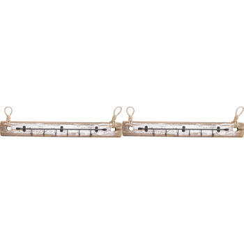 2PK LVD Reclaimed Wood Rustic Wall Mounted Hooks Small 44x5.5cm