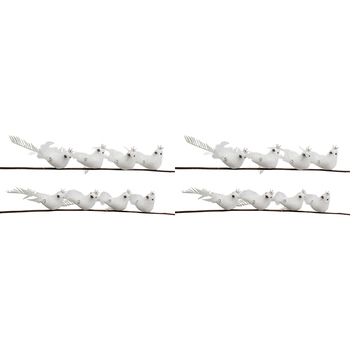 2PK 8pc LVD 16cm Clip Birds Leaf Home/Living Room Decor - White