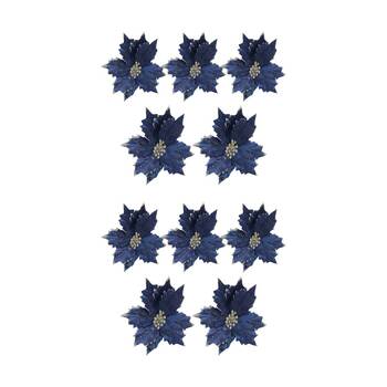 10PK LVD 24cm Plastic Velvet Flower Home Decor - Indigo