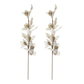 2PK LVD Stemmed 75cm Velvet Leaf Artificial/Fake Plant - Ivory