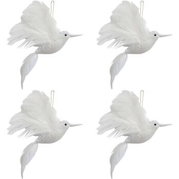 4PK LVD Wall Hanging Bird Ornament Home Decor 18x23cm - White