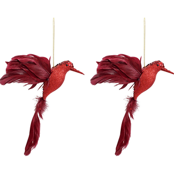 2PK LVD Wall Hanging Bird Ornament Home Decor 18x23cm - Ruby