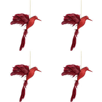 4PK LVD Wall Hanging Bird Ornament Home Decor 18x23cm - Ruby