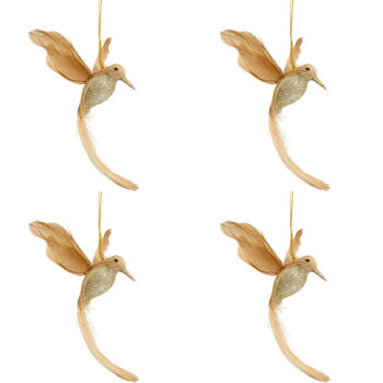 4PK LVD Wall Hanging Bird Ornament Decor Small 11x18cm - Champagne