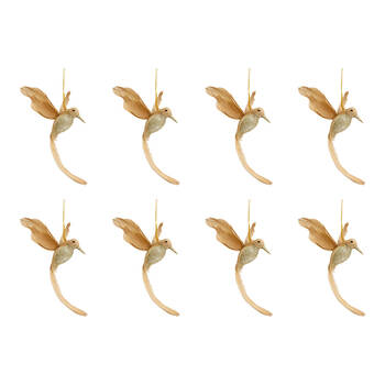 8PK LVD Wall Hanging Bird Ornament Decor Small 11x18cm - Champagne